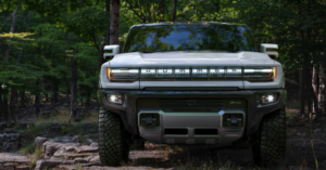 electric hummer displayed outside