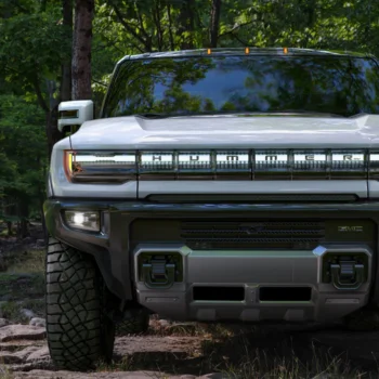 electric hummer displayed outside