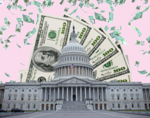 COVID-19 Relief Package covered with money