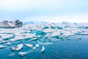 Icebergs in glacier lagoon, iceland .