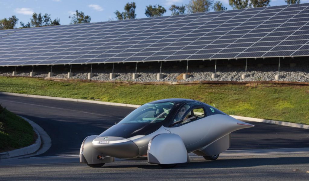 The innovative design of a solar-powered vehicle by Aptera Motors.