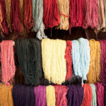 multiple colors of naturally hand dyed alapca yarn