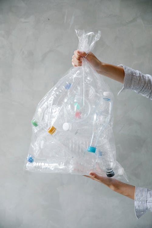 plastic bottles in plastic bag