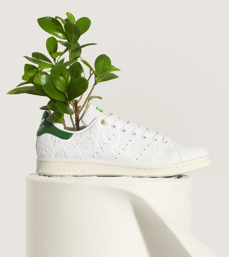green plant inside a adidas sneaker