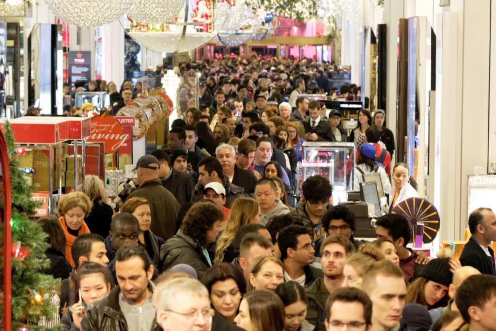 crowd in a shopping mall