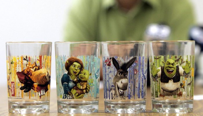 Shrek character drawing in glass