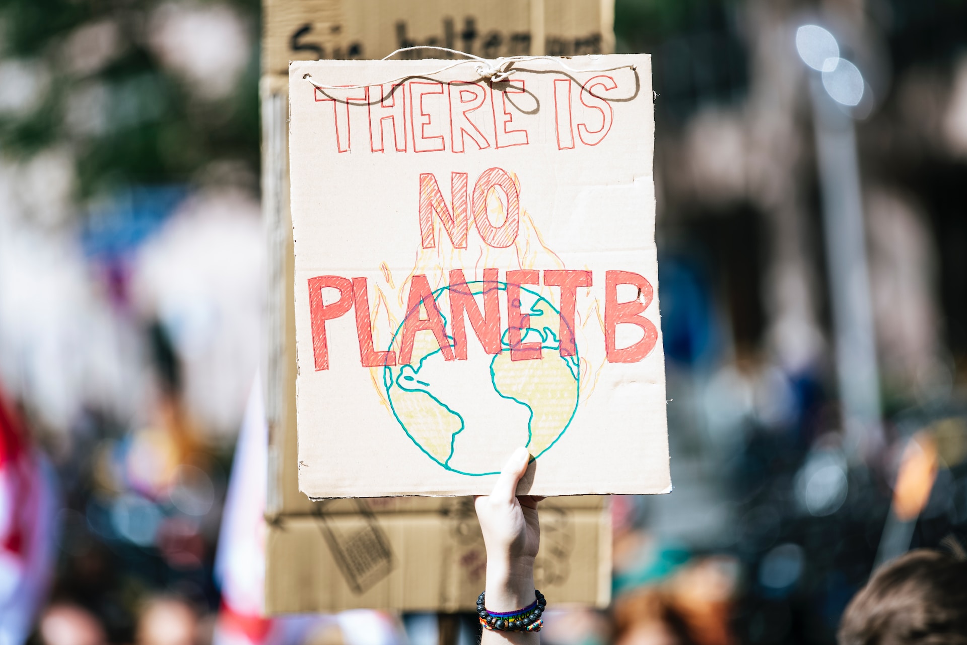 THERE IS NO PLANET B. Global climate change protest demonstration strike
