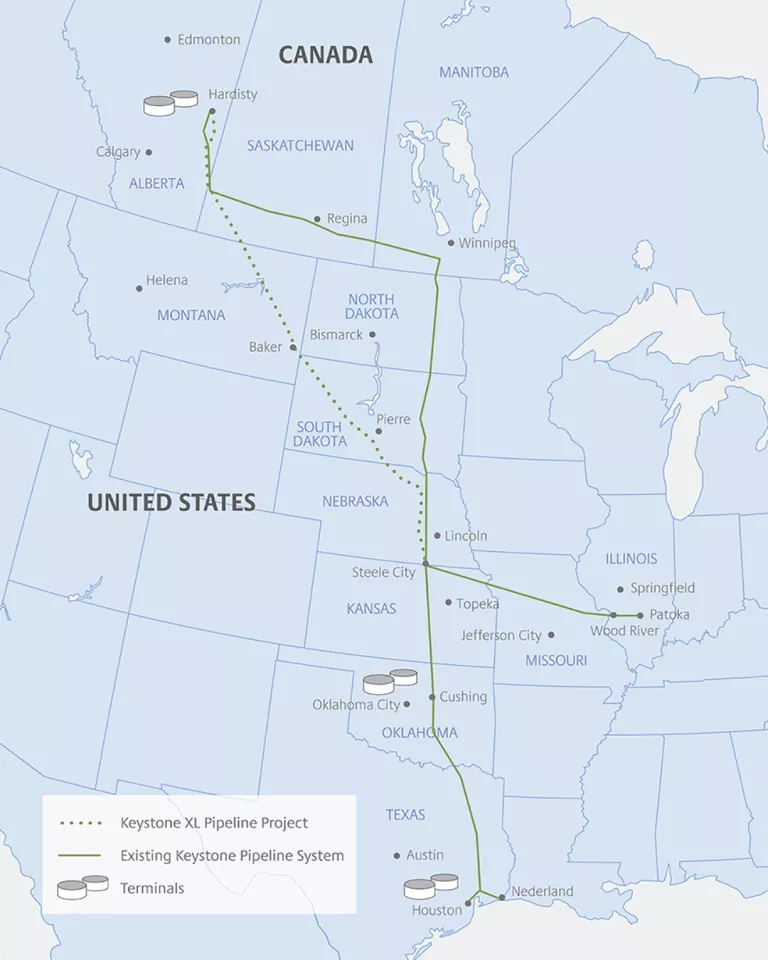 keystone pipeline project in map